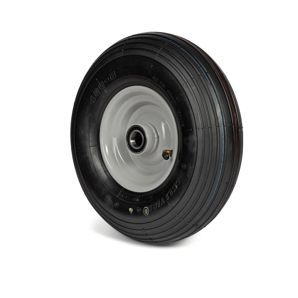 Deli Tyre Komplettrad 4.00-6, 4PR S-379 auf Stahlfelge 2.50Ax6 Ø:25 mm NL: 75 Kugellager Silber