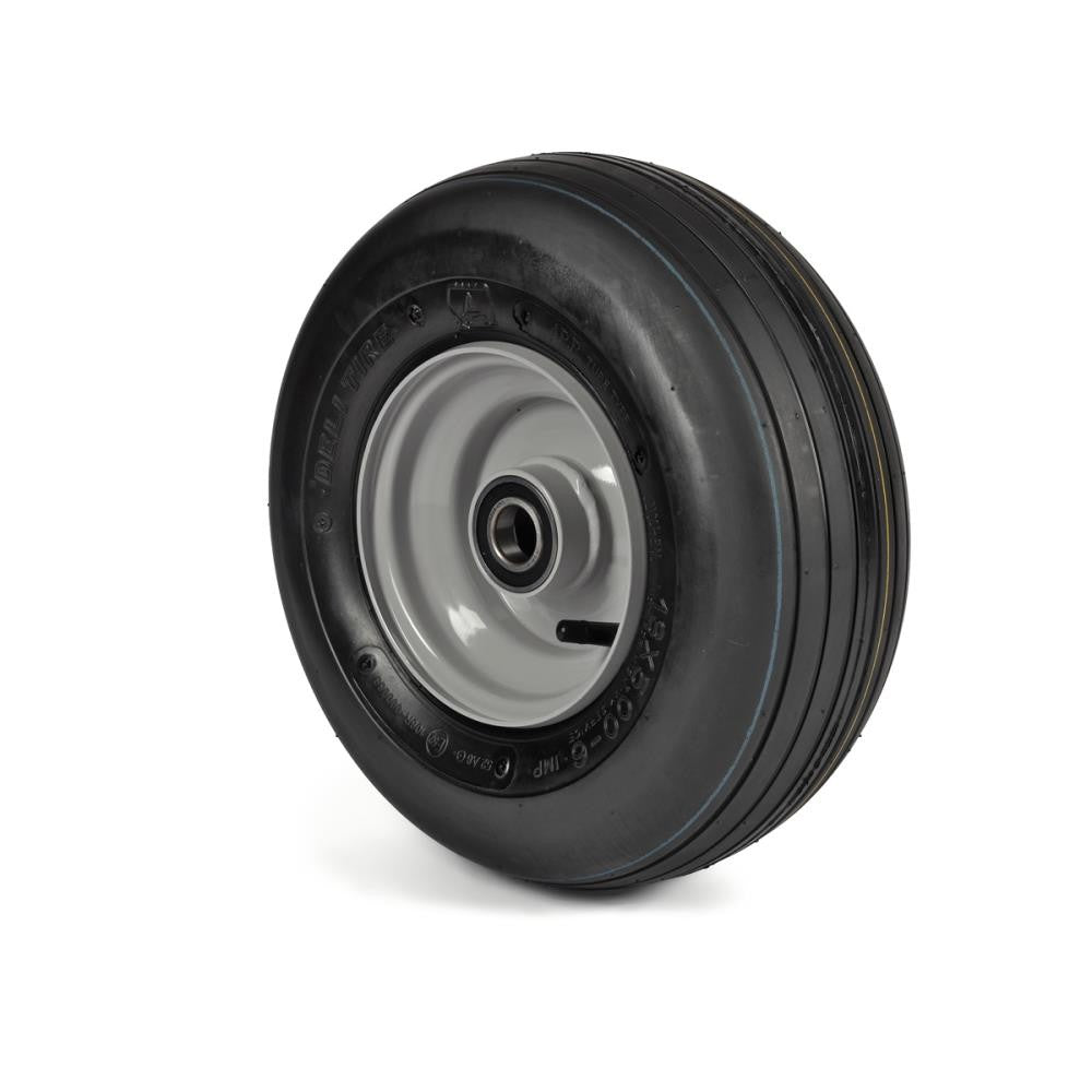 Deli Tyre Komplettrad 13x5.00-6, 4PR S-317 - Rille auf Stahlfelge 3.50Ax6 Ø:25 mm NL: 75 Kugellager Silber