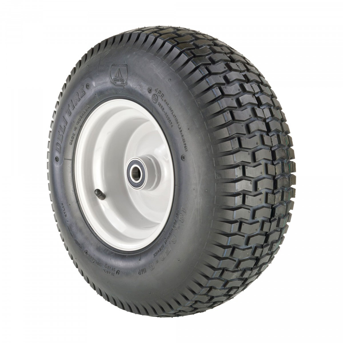Deli Tyre Komplettrad 18x6.50-8, 4PR S-365 auf Stahlfelge 5.50Ax8 Ø:25 mm NL: 64 Kugellager Silber