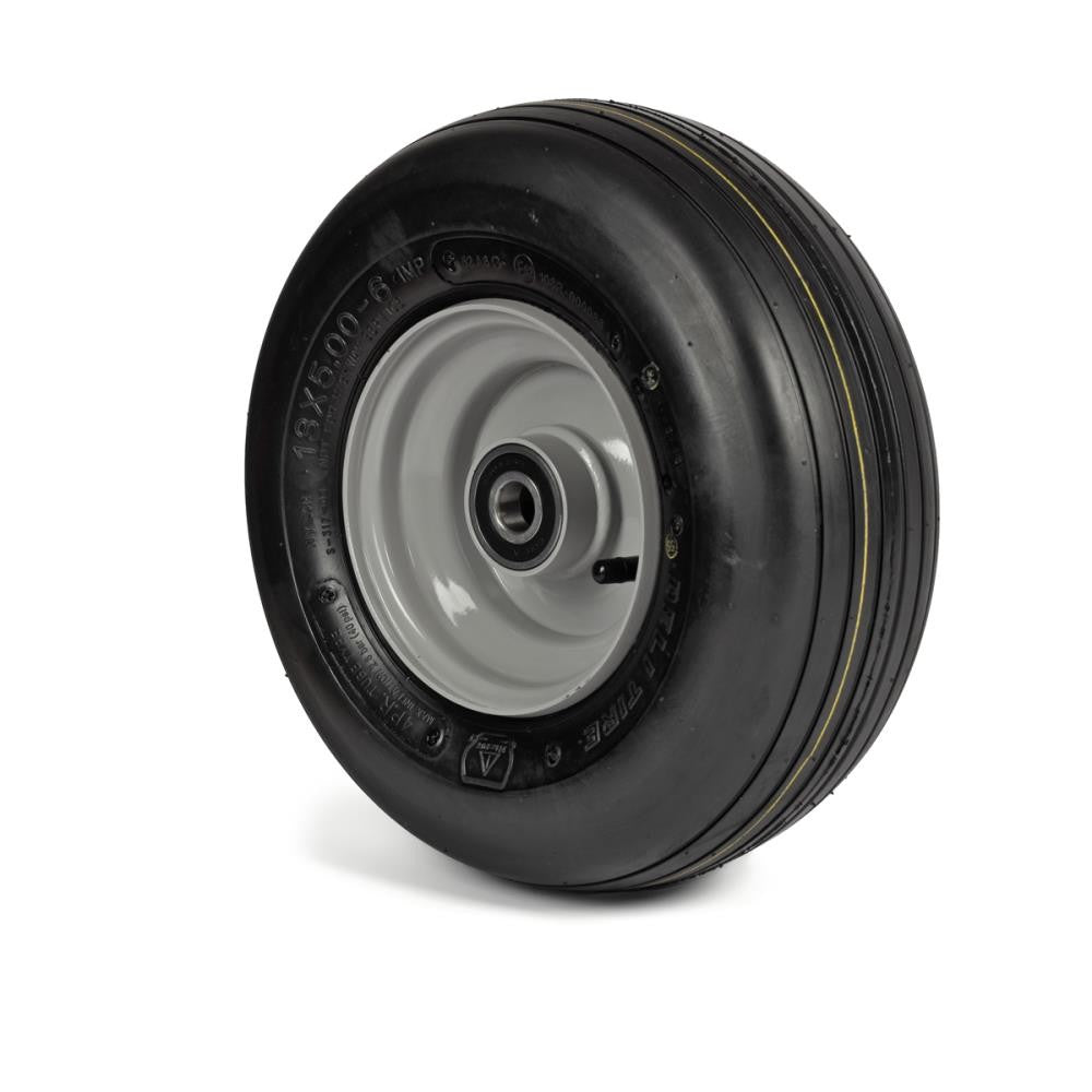 Deli Tyre Komplettrad 13x5.00-6, 4PR S-317 - Rille auf Stahlfelge 3.50Ax6 Ø:19 mm NL: 64 Kugellager Silber