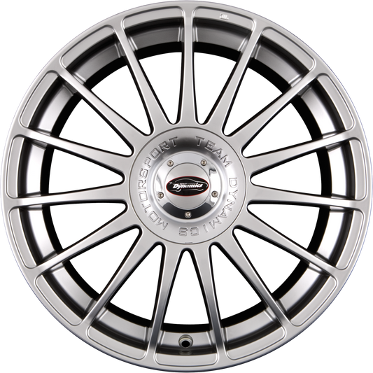 Team Dynamics Monza R High-Power-Silver Alufelge 7x17 Zoll ET38 LK 5x100 ML73.1