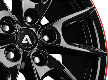 Akoni AK09 black glossy rim red Alufelge 8x18 Zoll ET45 LK 5x108 ML72.5 – Bild 3