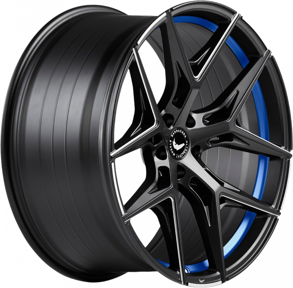 Barracuda Razzer mattblack undertcut trimline blau PureSports gefräst Alufelge 10.5x21 Zoll ET35 LK 5x112 ML73.1 – Bild 3
