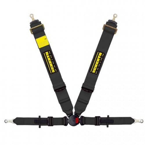 Schroth PROFI II-FE asm schwarz mit SCHROTH RACING Logo links mit Schraubbeschlag