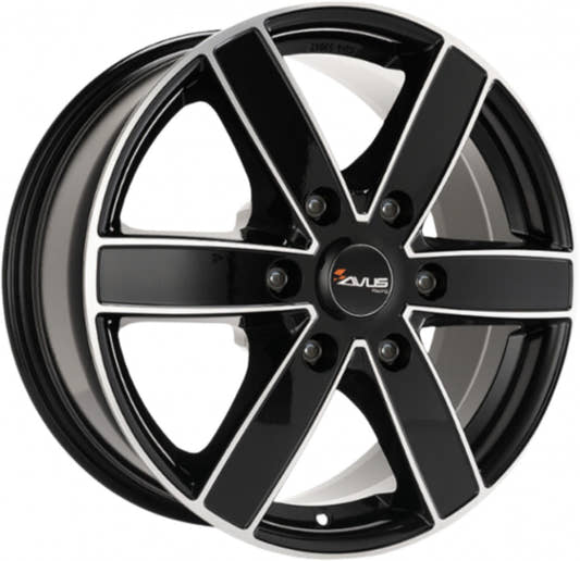 Avus Racing AC-V61 black polished Alufelge 7.5x17 Zoll ET30 LK 6x139.7 ML100.1