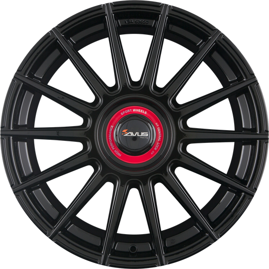 Avus Racing AC-M09 Black Cap Rosso Alufelge 8.5x19 Zoll ET45 LK 5x108 ML72.6