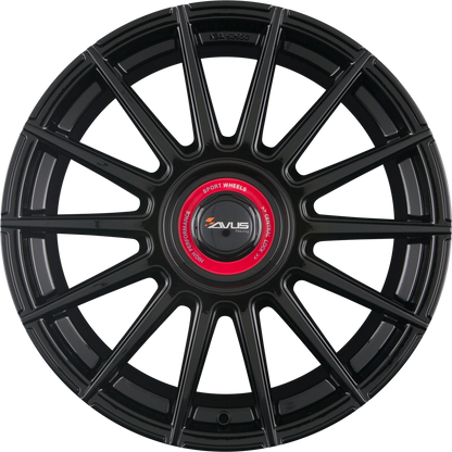 Avus Racing AC-M09 Black Cap Rosso Alufelge 8.5x19 Zoll ET45 LK 5x108 ML72.6