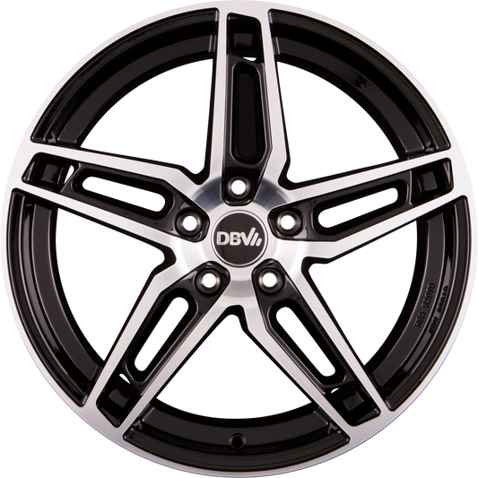 DBV 5DS 005 Schwarz Glänzend Front Poliert Alufelge 7x17 Zoll ET48 LK 5x114.3 ML71.6