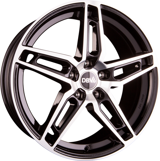 DBV 5DS 005 Schwarz Glänzend Front Poliert Alufelge 7x17 Zoll ET48 LK 5x114.3 ML71.6 – Bild 2