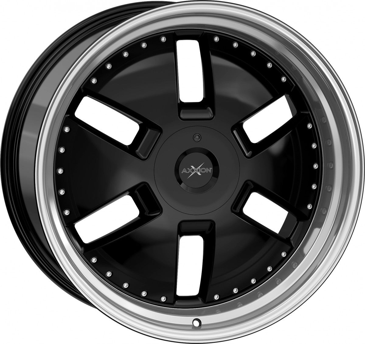 Axxion Y1 schwarz glänzend lackiert mit hochglanzpoliertem Felgenbett - DEMO1 9x21 Zoll ET30 LK 5x112 ML66.6
