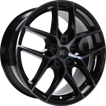 1000 Miglia MM1004 gloss black dark polished 7.5x17 ET45 - LK5/112 ML66.5