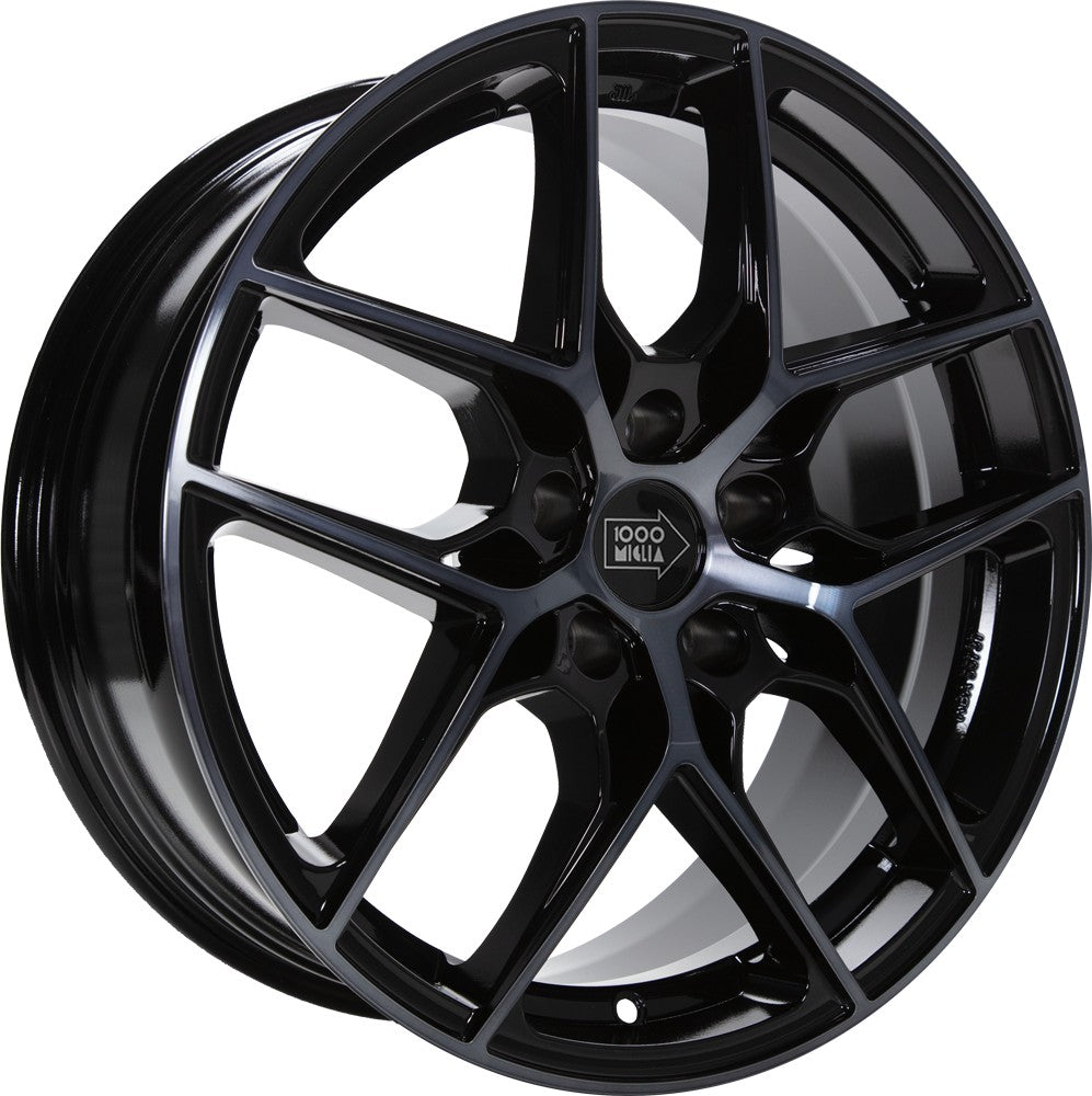 1000 Miglia MM1004 gloss black dark polished 8x19 ET30 - LK5/112 ML66.5