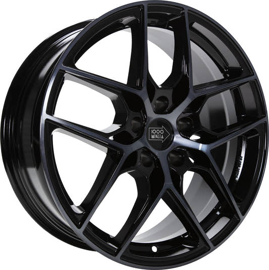 1000 Miglia MM1004 gloss black dark polished 8.5x20 ET35 - LK5/112 ML66.5