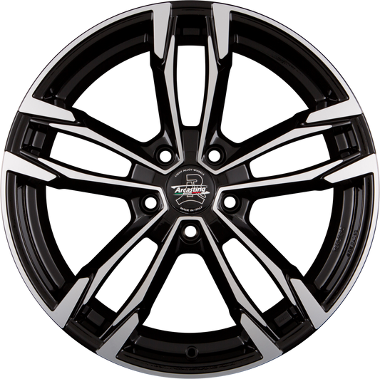 Arcasting Giorgione Black Glossy Polished Alufelge 10x20 Zoll ET40 LK 5x112 ML66.6