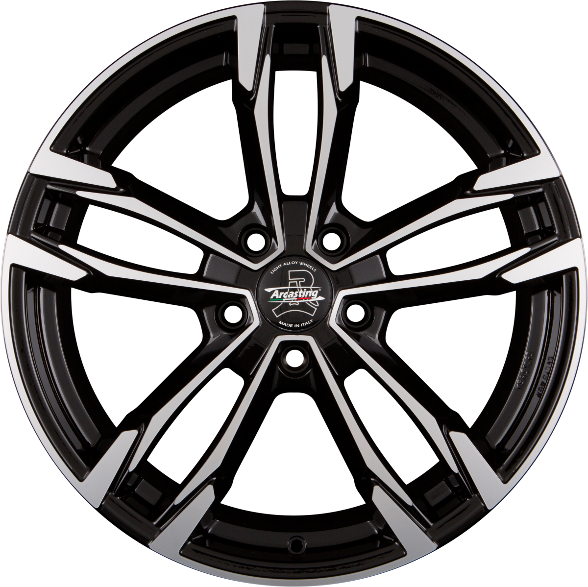 Arcasting Giorgione Black Glossy Polished Alufelge 9.5x19 Zoll ET38 LK 5x110 ML65.1