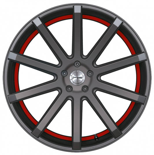 Corspeed Deville gunmetal / Undercut Color Trim rot Alufelge 9x21 Zoll ET25 LK 5x114.3 ML73.1 – Bild 2
