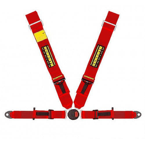 Schroth Lotus II-FE asm rot mit schwarz/gelbem SCHROTH RACING Logo links
