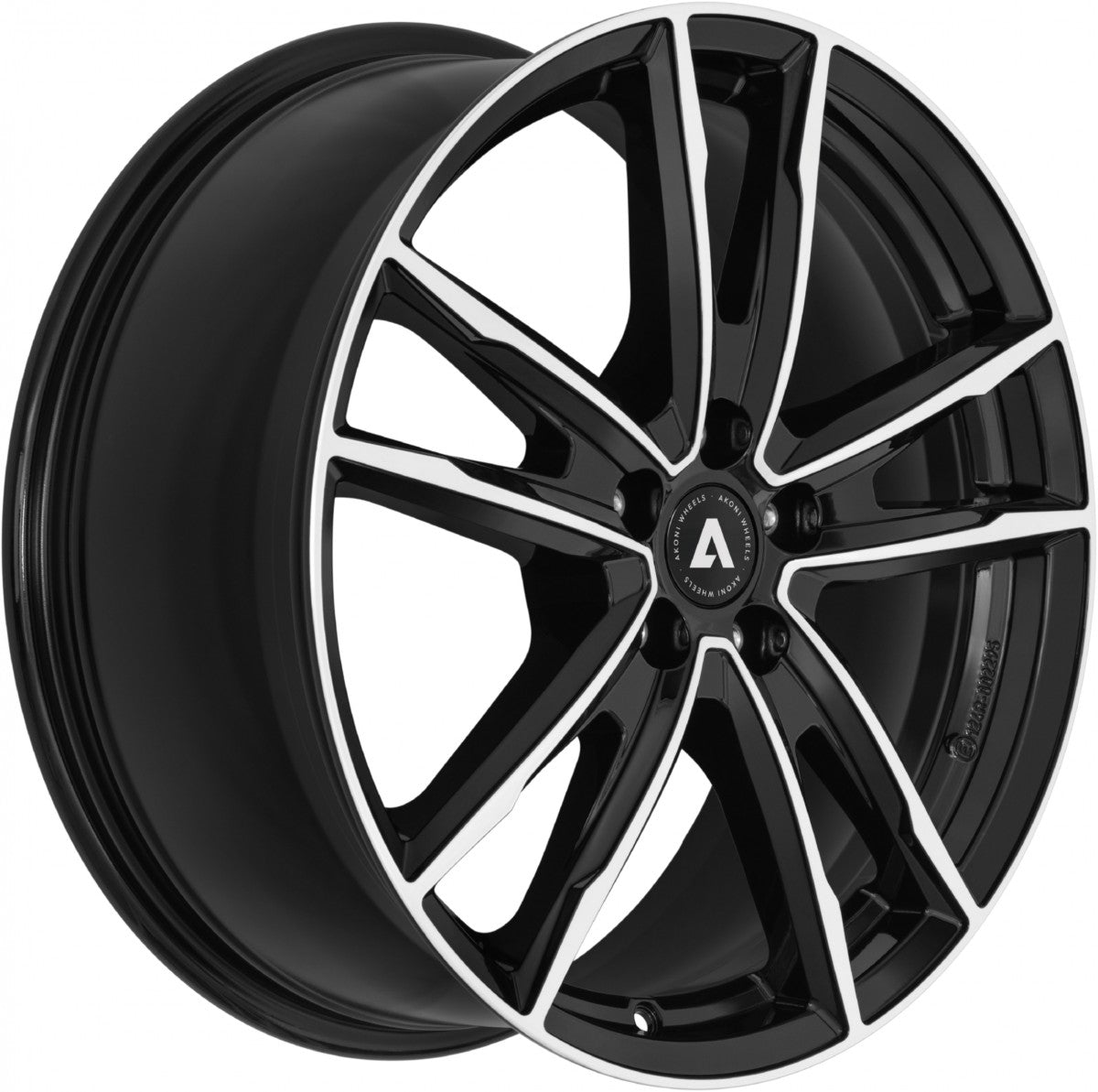 Akoni AK08 black polished Alufelge 8x19 Zoll ET44 LK 5x112 ML57.1 – Bild 3
