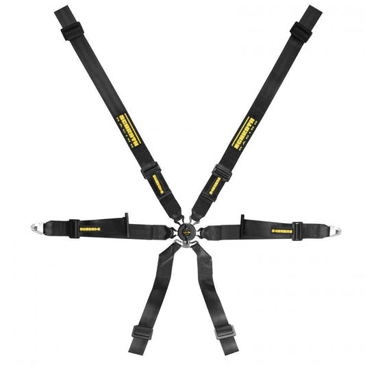 Schroth Profi XLT 2x2 - Pull Down schwarz mit schwarz/gelbem SCHROTH RACING Logo HANS