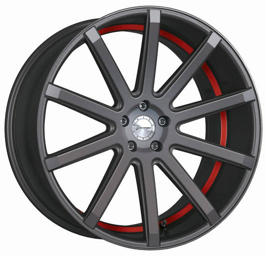 Corspeed Deville gunmetal / Undercut Color Trim rot - DS15 Alufelge 10.5x22 Zoll ET25 LK 5x112 ML73.1