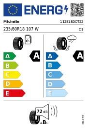 Michelin Pilot Sport 4 SUV AR XL DOT22 235/60 R18 107W Sommer DOT DOT22 – EU-Reifenlabel