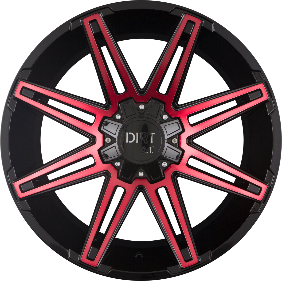 Dirt A.T. D88 Gloss Black Red Face Alufelge 10x22 Zoll ET-20 LK 6x135 ML106.1