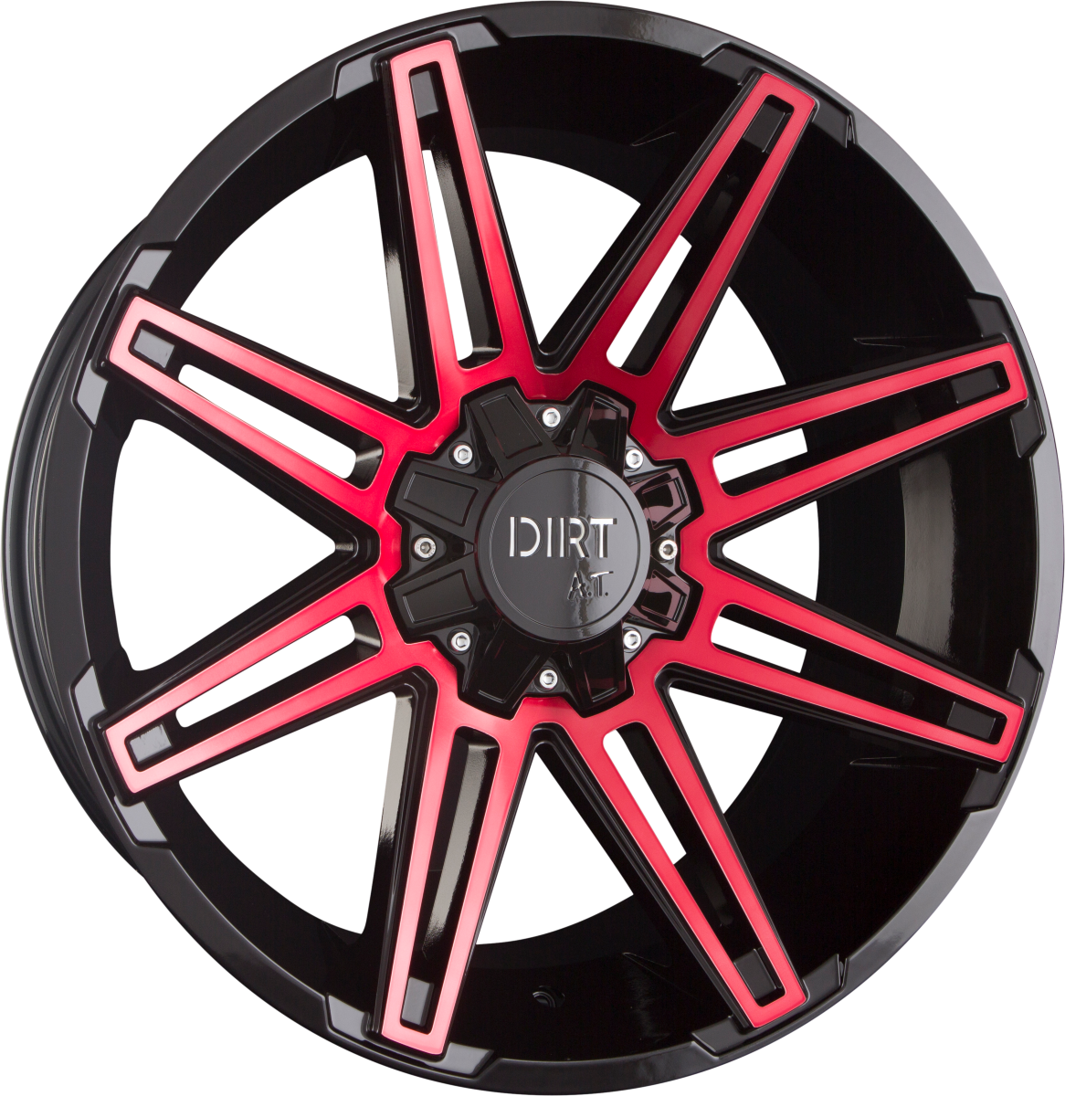 Dirt A.T. D88 Gloss Black Red Face Alufelge 10x22 Zoll ET-20 LK 6x135 ML106.1 – Bild 2