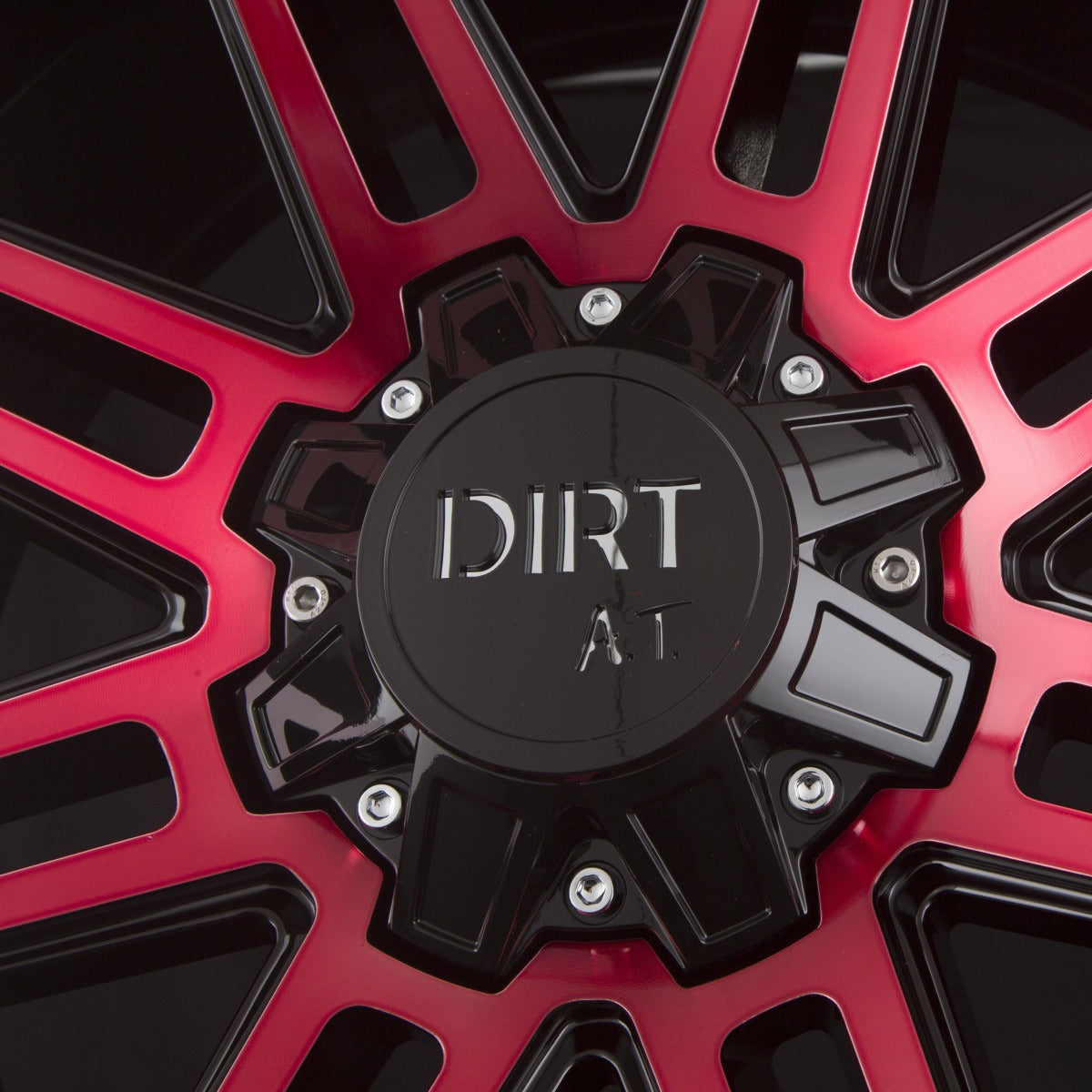 Dirt A.T. D88 Gloss Black Red Face Alufelge 10x22 Zoll ET-20 LK 6x135 ML106.1 – Bild 4