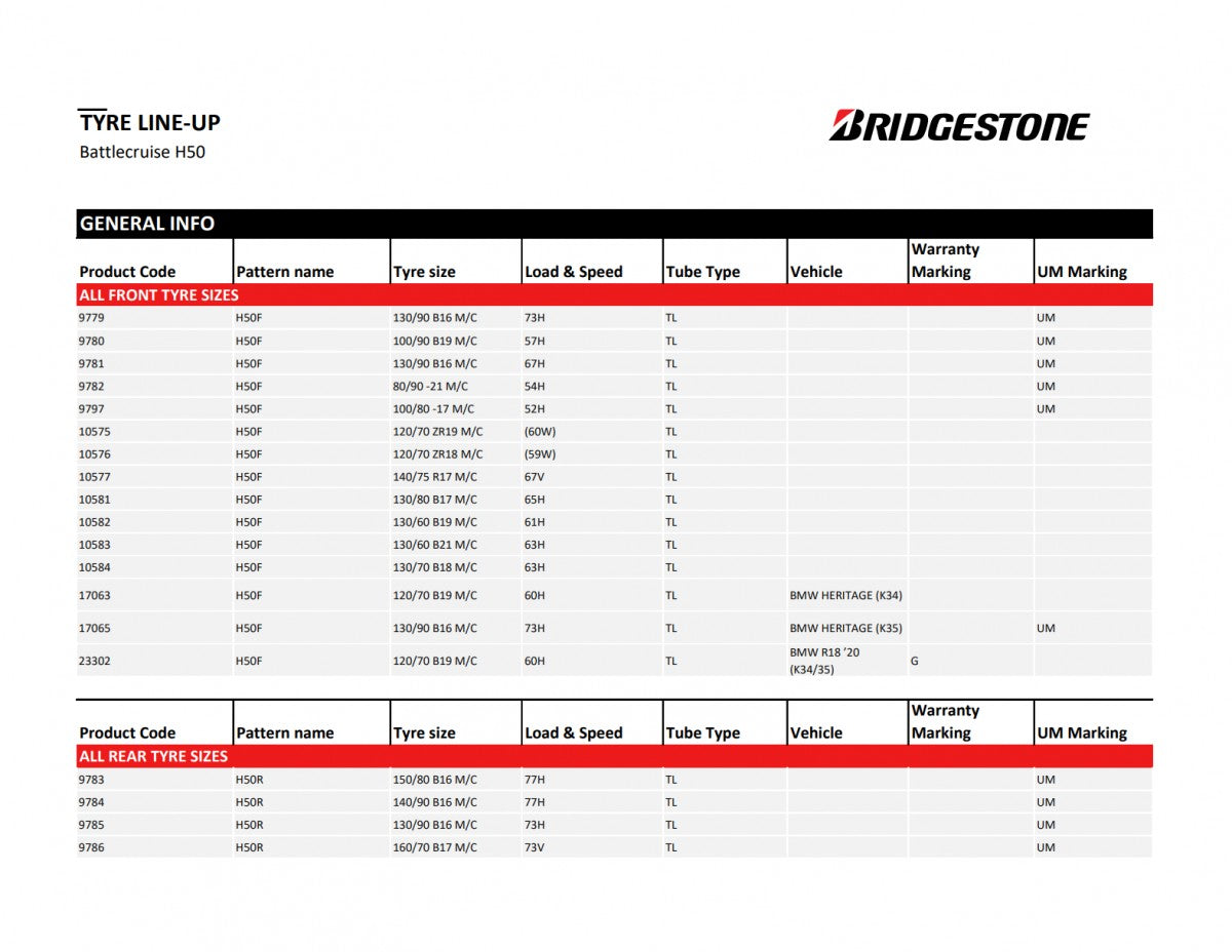 Bridgestone Battlecruise H50 R 180/60 R17 75V Sommer