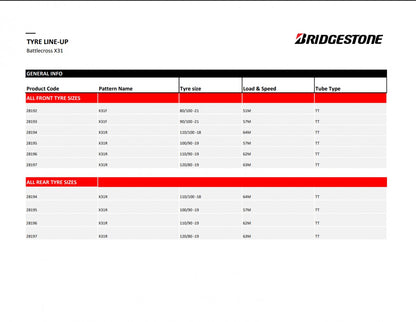 Bridgestone Battlecross X31 NHS (TT) 110/90 R19 62M Sommer