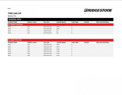 Bridgestone Battlax T33 120/70 R17 (58W) (Z)W Sommer