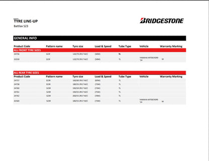 Bridgestone Battlax S23 G 190/50 R17 73 (Z)W Sommer