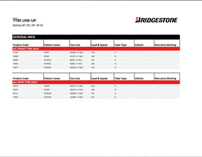 Bridgestone Battlax BT-39 RSS 120/80 R17 61S Sommer