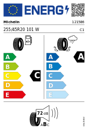 Michelin Pilot Sport 4 SUV FRV RG EMT 255/45 R20 101W Sommer – EU-Reifenlabel