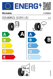 Michelin Pilot Sport 4 SUV NC0 XL 315/40 R21 (115Y) (Z)Y Sommer – EU-Reifenlabel