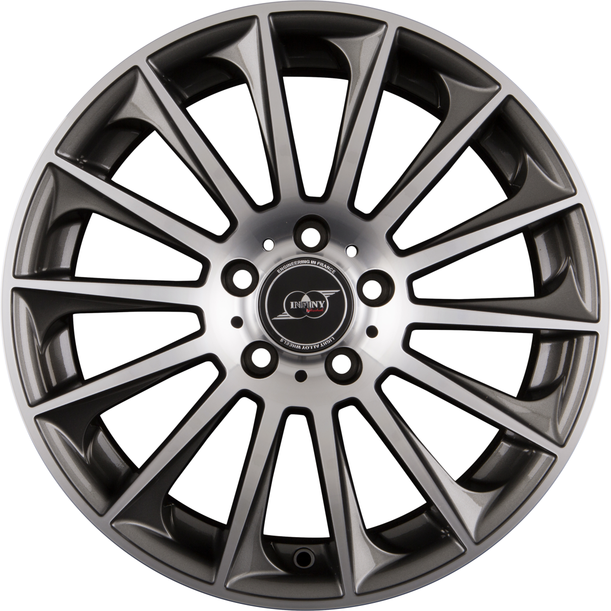 Infiny Stuttgart Gris Face Polie - Gun Metal Machined Face Alufelge 8.5x19 Zoll ET45 LK 5x112 ML66.6