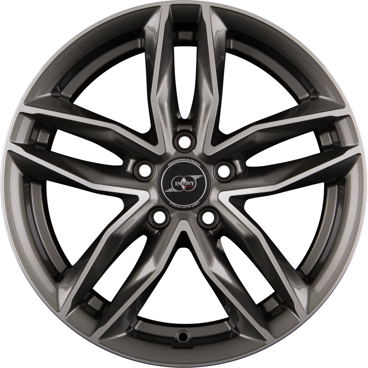 Infiny Wolfburg Gun Metal Machined Face Alufelge 7.5x17 Zoll ET35 LK 5x112 ML66.6
