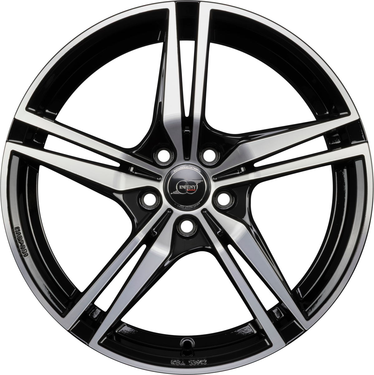 Infiny Goteborg Noir Brillant Face Polie - Bright Black Machined Alufelge 8.5x19 Zoll ET40 LK 5x108 ML67.1