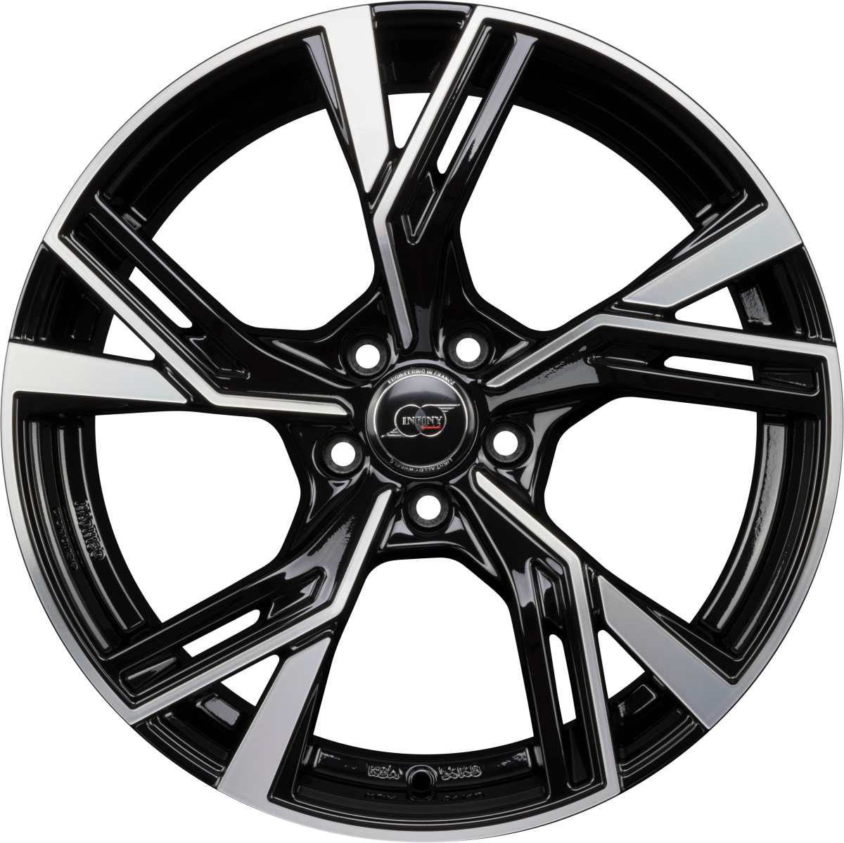 Infiny Stadt Individual Noir Brillant Face Polie - Bright Black Machined Alufelge 7.5x17 Zoll ET36 LK 5x112 ML66.6