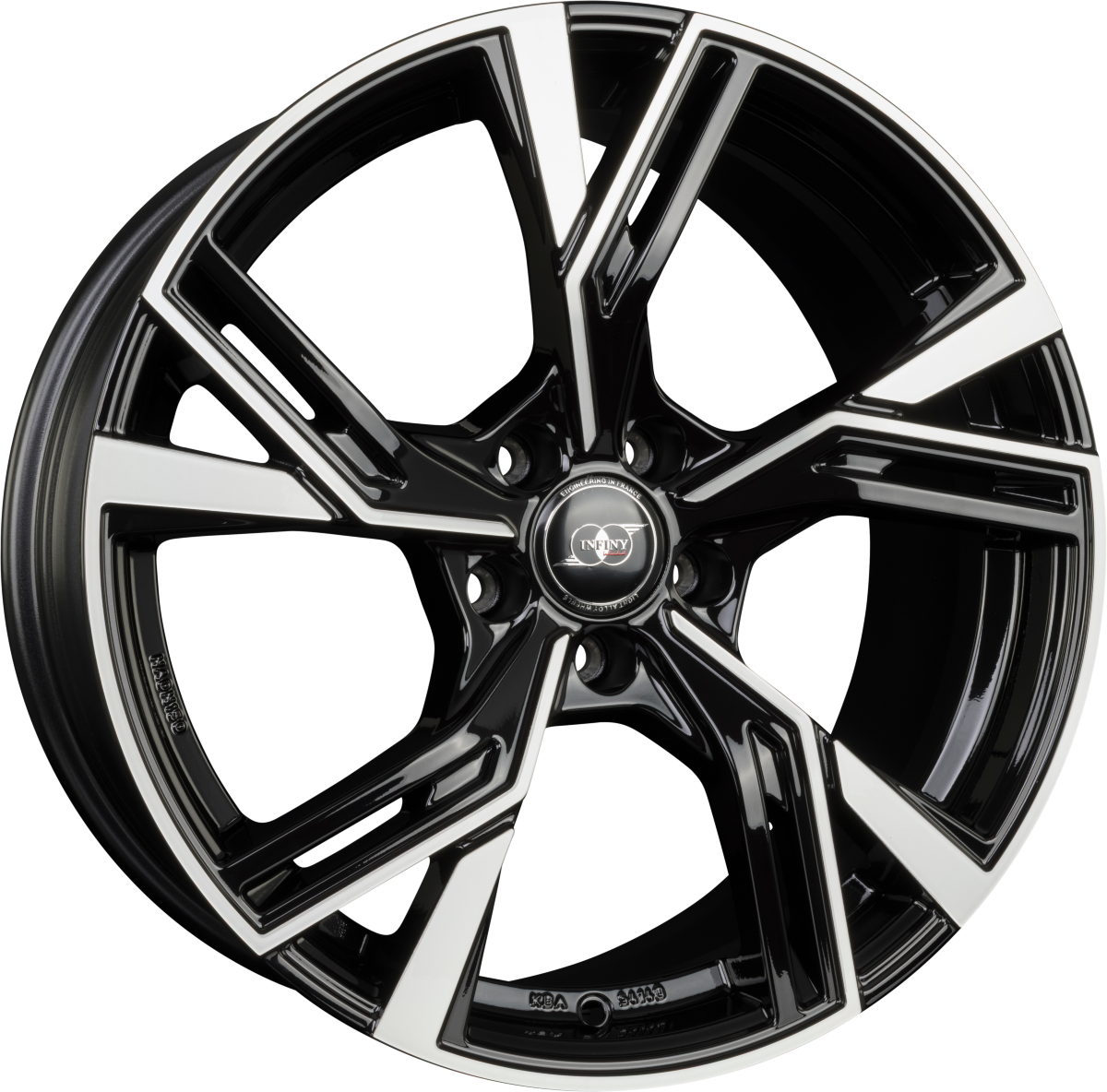 Infiny Stadt Individual Noir Brillant Face Polie - Bright Black Machined Alufelge 8.5x19 Zoll ET32 LK 5x112 ML66.6 – Bild 2