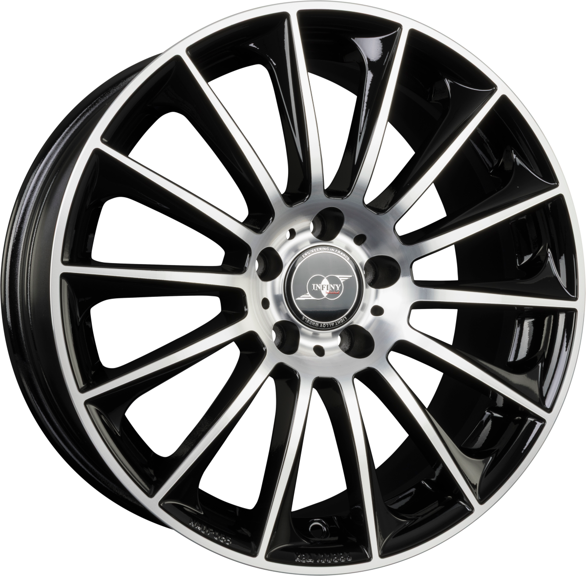 Infiny Stuttgart Noir Brillant Face Polie - Bright Black Machined Alufelge 8x18 Zoll ET35 LK 5x112 ML66.6 – Bild 2