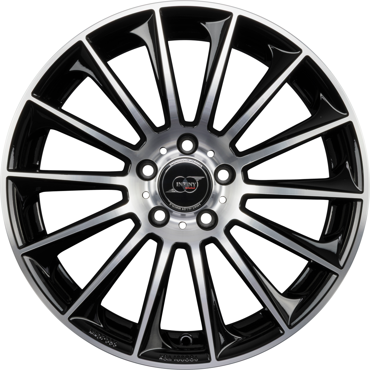 Infiny Stuttgart Noir Brillant Face Polie - Bright Black Machined Alufelge 8.5x19 Zoll ET45 LK 5x112 ML66.6