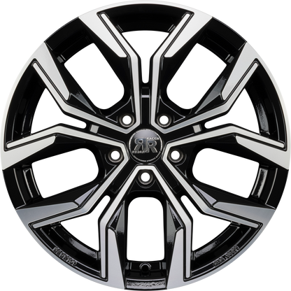 Racer Carver Noir Brillant Face Polie - Bright Black Machined Alufelge 7.5x18 Zoll ET40 LK 5x100 ML67.1