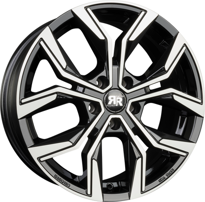 Racer Carver Noir Brillant Face Polie - Bright Black Machined Alufelge 7.5x18 Zoll ET40 LK 5x100 ML67.1 – Bild 2
