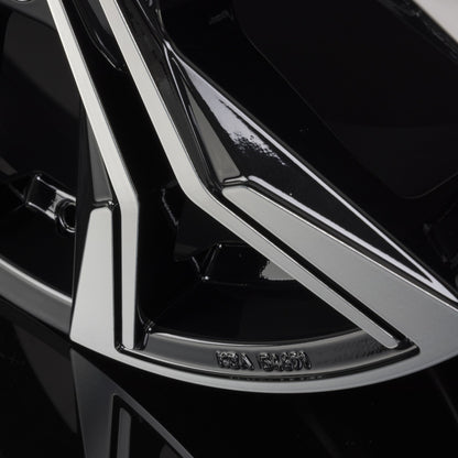 Racer Carver Noir Brillant Face Polie - Bright Black Machined Alufelge 7.5x17 Zoll ET42 LK 5x108 ML65.1 – Bild 4
