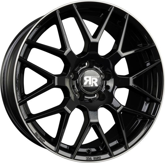 Racer Drifter Noir Brillant Bord Polie-Bright Black Lip Machined Alufelge 7.5x17 Zoll ET45 LK 5x112 ML66.6 – Bild 2