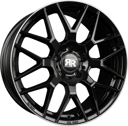 Racer Drifter Noir Brillant Bord Polie-Bright Black Lip Machined Alufelge 7.5x17 Zoll ET45 LK 5x112 ML66.6 – Bild 2