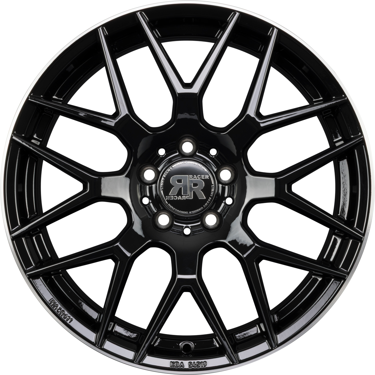 Racer Drifter Noir Brillant Bord Polie-Bright Black Lip Machined Alufelge 8x18 Zoll ET35 LK 5x112 ML66.6