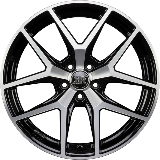 Racer Element Noir Brillant Face Polie - Bright Black Machined Alufelge 9x19 Zoll ET49 LK 5x112 ML66.6
