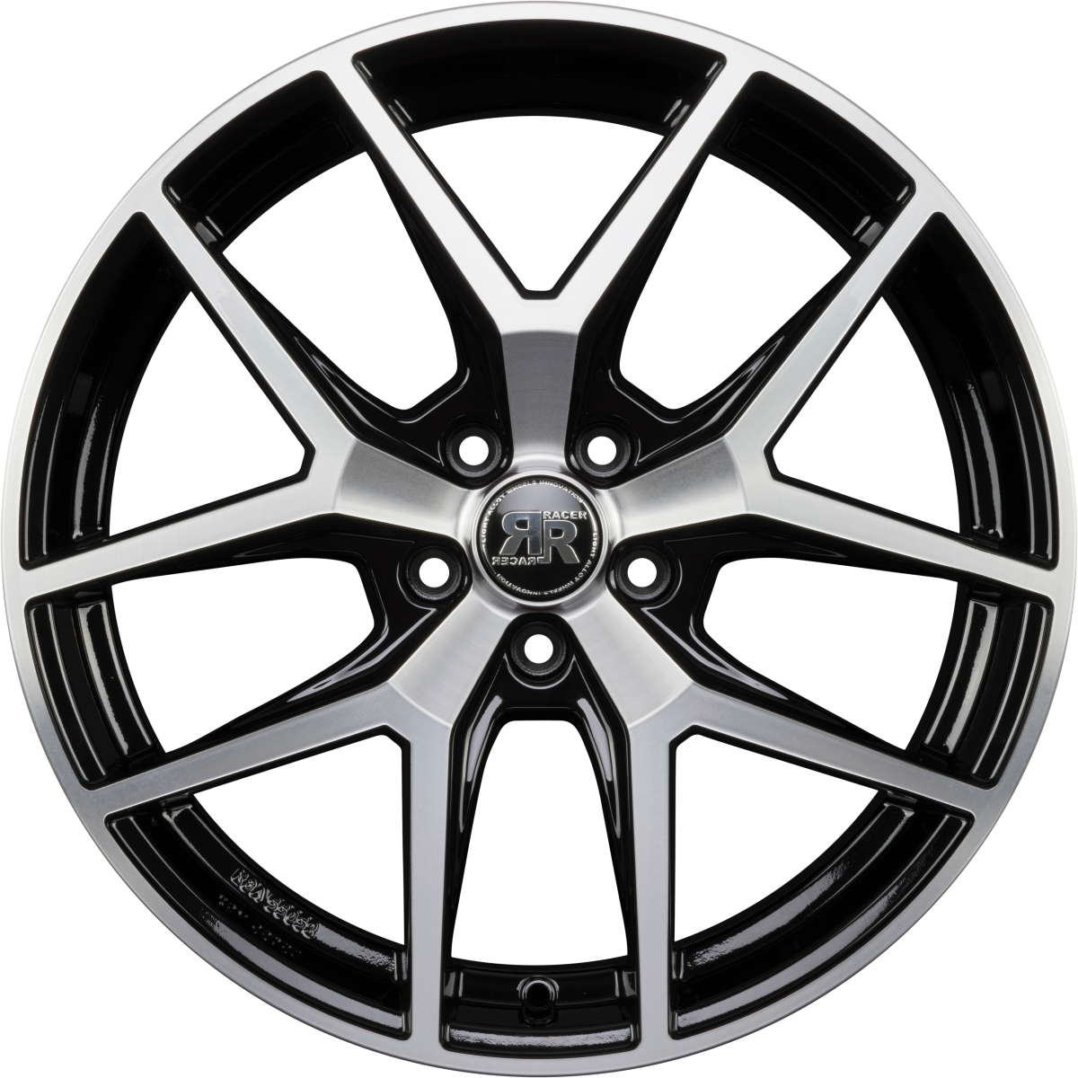 Racer Element Noir Brillant Face Polie - Bright Black Machined Alufelge 8x19 Zoll ET45 LK 5x108 ML65.1